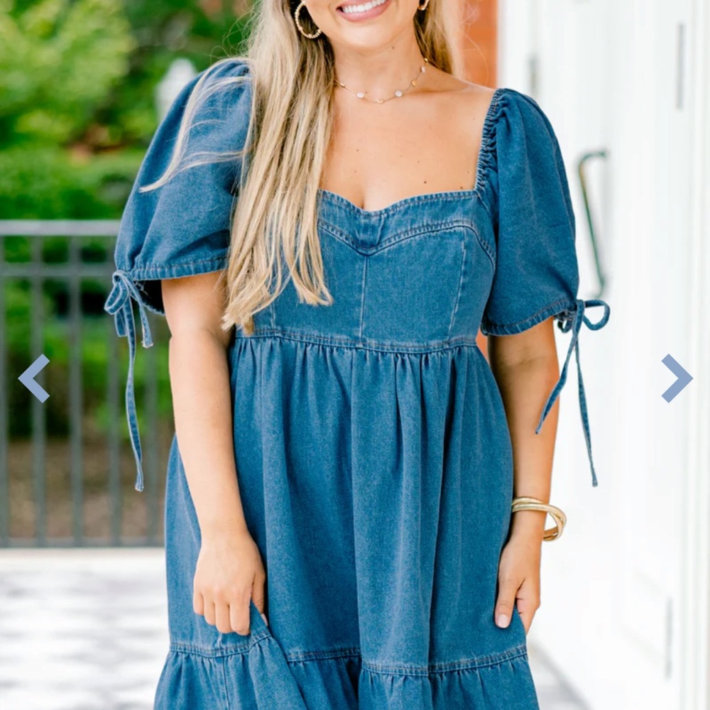 Chic Soul Blue Denim Midi Dress
